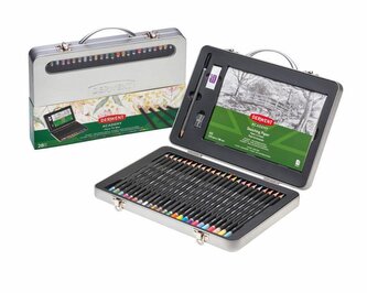 Zestaw artystyczny 24 kol. szkicownik i akcesoria, metalowe kasetka, 2305951, Derwent