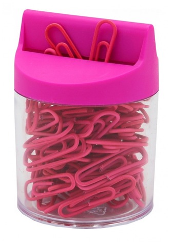 Spinacze 28 mm różowy w pud-magn.100 szt., Tres