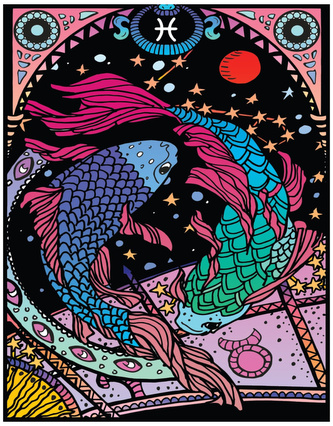 Kolorowanka welwetowa Zodiak Ryby 29,7x21, Colorvelvet