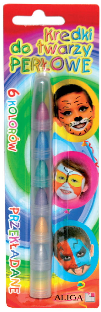 Kredki do twarzy 6-kol. perłowe, Aliga
