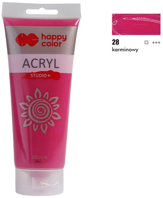 Farba akrylowa Studio 200ml, karminowy, Happy Color