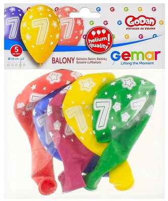 Balony Premium Hel z nadr. 7, 13" op. 5szt., GoDan