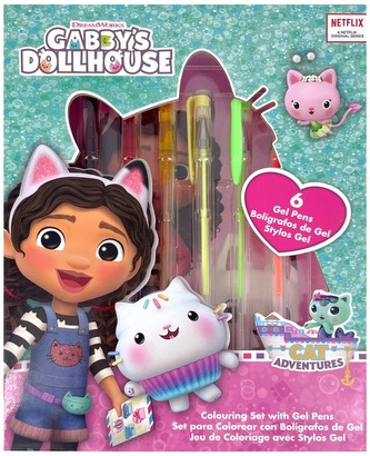 Zestaw piśmienniczy, 6 żelowych długopisów z notatnikiem (6x4) Gabby"s Dollhouse, Kids