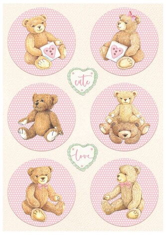 Papier ryżowy A4 Daydream Misie Różowe, Stamperia