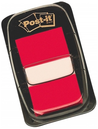 Zakładki indeksowe 25 x 43 mm czerwone 50 szt., Post-it 3M