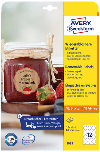 Etykiety na przetwory i słoiki 60,8x59,5mm  Zdesign Avery