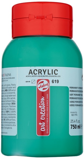 Farba akrylowa 750ml Permanent Green Deep 619 Art Creation, Talens