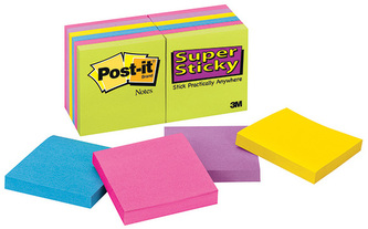 Notes s-przyl. Super Sticky 76x76 Neonowe 6-kol. 90k., Post-it® 3M