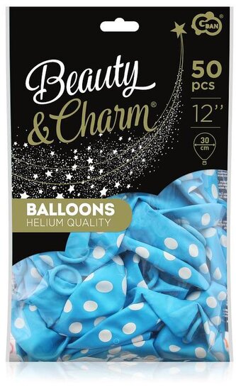 Balony Beauty&Charm, Grochy, pastelowe niebieskie 12" op. 50 szt., GoDan