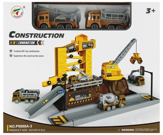 Parking. Auta budowlane z akcesoriami.