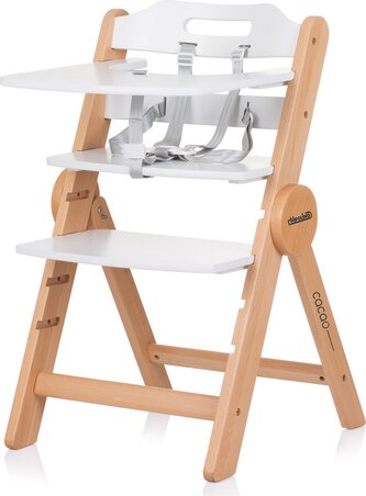 CHIPOLINO Dřevěná jídelní židlička Cacao 2v1 White Wood