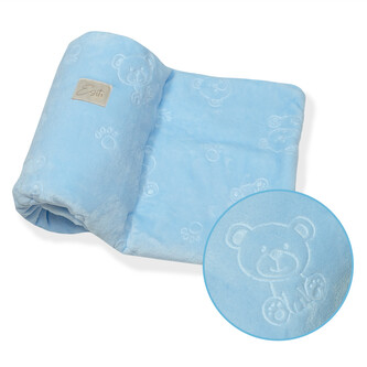 Dvojitá dětská deka Mikroplyš Bear Baby blue; Barva: modrá; Velikost: 75 x 100 cm