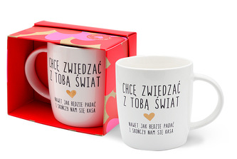 Kubek TOP-009. Chcę zwiedzać z Tobą świat. Walentynki