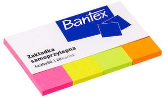 Zakładki indeksowe 20x50 4-kol x 40szt, Bantex