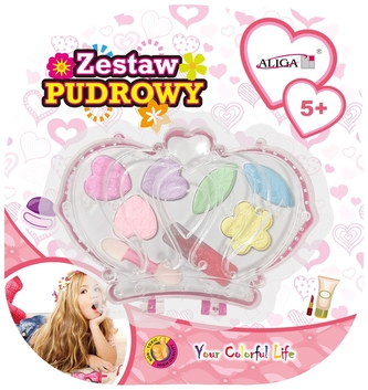 Zestaw pudrowy, 6 cieni, 1 szminka, 1 pędzelek, ZP-2395, Aliga