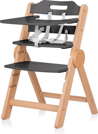 CHIPOLINO Dřevěná jídelní židlička Cacao 2v1 Graphite Wood