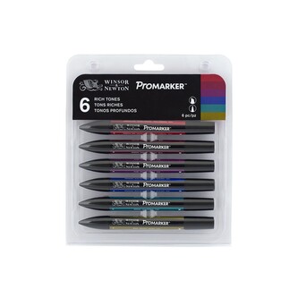 Markery dwustr. ProMarker zest. 6 szt. intensywne odcienie Rich Tones 4227C, Winsor&Newton;