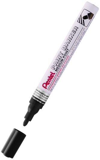 Marker olejowy - okrągła końc. 4,5mm, aluminiowa obudowa, czarny MMP10-A, Pentel