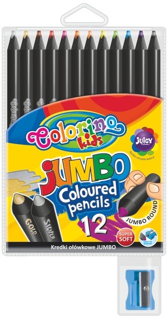 Kredki 12-kol. Jumbo + temperówka, Colorino Kids