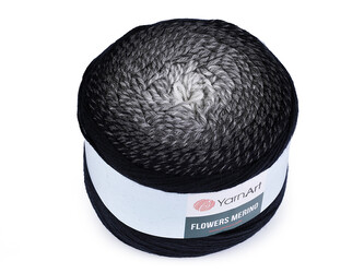 Pletací příze Flowers merino 225 g - 1 ks - 532 černá šedá