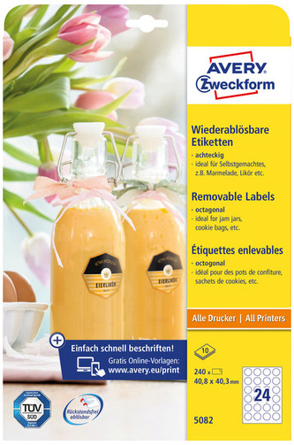 Etykiety na przetwory i słoiki 40, 8x40 5082, 3mm Zdesign Avery
