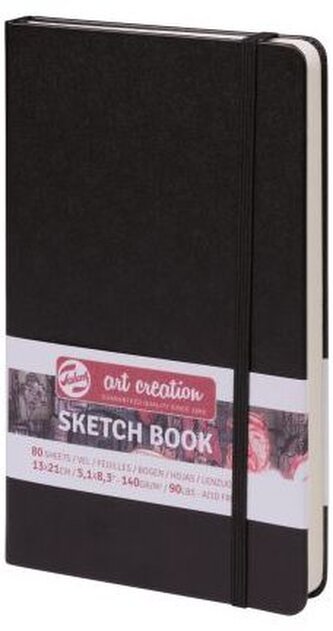 Szkicownik 13x21 cm 140g 80k. opr. twarda z gumką czar. ArtCreation, Talens