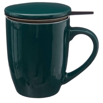 Hrnek s pokličkou a sítkem Lian 320 ml zelený