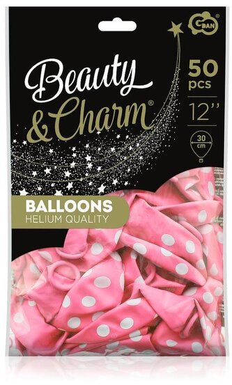 Balony Beauty&Charm, Grochy, pastelowe różowe 12" op. 50 szt., GoDan