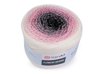 Pletací příze Flowers merino 225 g - 1 ks - 546 krémová světlá růžová