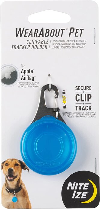 Připínatelné pouzdro na lokátor Nite Ize Apple AirTag Wearabout  pro domácí mazlíčky Modrá