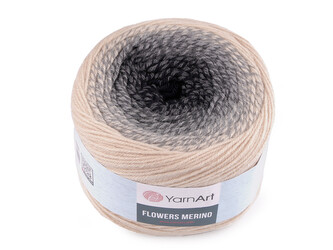 Pletací příze Flowers merino 225 g - 1 ks - 553 béžová světlá šedá