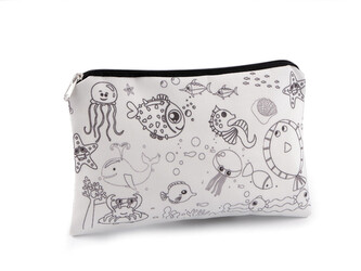 Textilní pouzdro se zipem k domalování 13x22 cm - 1 ks - 5 Off White ryby
