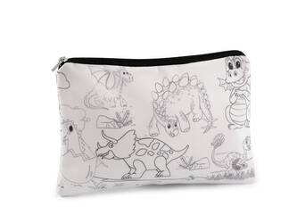 Textilní pouzdro se zipem k domalování 13x22 cm - 1 ks - 1 Off White dinosaurus