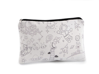 Textilní pouzdro se zipem k domalování 13x22 cm - 1 ks - 2 Off White kosmonaut