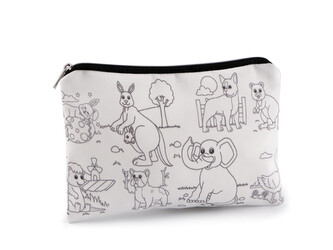 Textilní pouzdro se zipem k domalování 13x22 cm - 1 ks - 3 Off White zvířátka