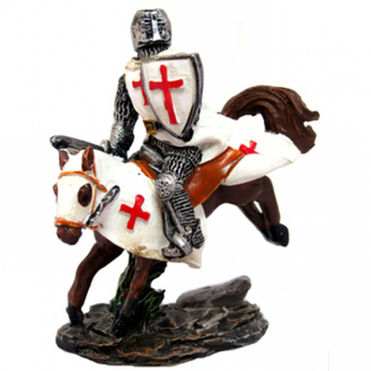Model Templář na koni - hnědý-bílý