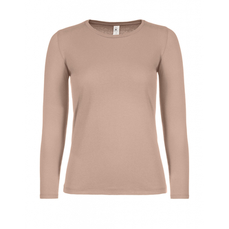 Triko dámské B&C dlouhý rukáv E150 - růžové, M