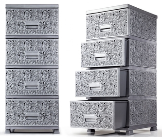 Mega Plast, komoda MONAKO, 44 x 38 x 90,5 cm, šedá metalíza