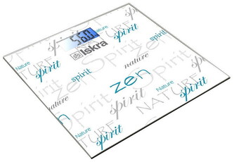 ISKRA, osobní váha sklo GBS1500-ZN, 300x300mm, 150kg, bílá s nápisy