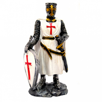 Model Figurka templáře se štítem a opaskem - šedý-bílý