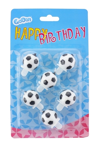 Świeczki urodzinowe 6 6, Piłki nożne (okrągłe), z podstawkami, GoDan