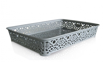 Mega Plast, Košík MONAKO M, 6 x 36 x 27 cm, šedá metalíza