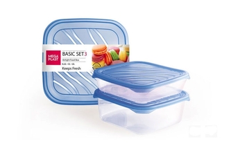 Mega Plast, Dóza Frigo basic, set 3 ks, 0,5 l + 1 l + 2 l, růžová, žlutá, modrá nebo zelená