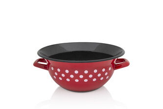 Metalac Červený puntík, smaltovaná mísa s uchy 28 cm, 5 l,  černý vnitřek
