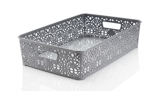 Mega Plast, Košík MONAKO L, 10 x 39 x 27 cm, šedá metalíza