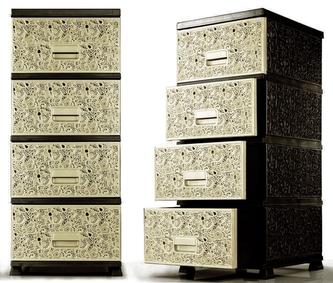 Mega Plast, komoda MONAKO, 44 x 38 x 90,5 cm, krém/wenge