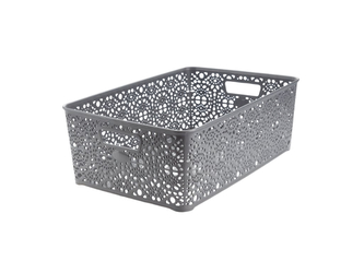 Mega Plast, Košík MONAKO XL, 14 x 39 x 27 cm, šedá metalíza