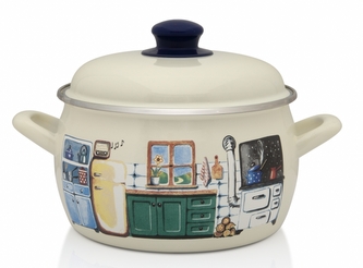 Metalac Kuchyňka, smaltovaný hrnec s poklicí 16 cm, 2,4 l