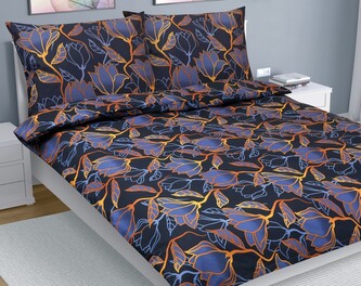 Povlečení bavlna na dvoudeku - Květ tm.modrá, zlatá - 220x200, 2ks 70x90 cm (220 cm šířka x 200 cm délka) Povlečení bavlna na dvoudeku - Květ tm.modrá, zlatá - 220x200, 2ks 70x90 cm (220 cm šířka x 200 cm délka)
