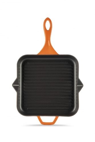 Hósse, Grilovací pánev čtvercová, 28 x 28 cm, (HS K GTV), vroubkovaná, oranžová